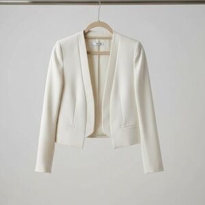 MNG Women’s open-front collarless blazer cream Size XS